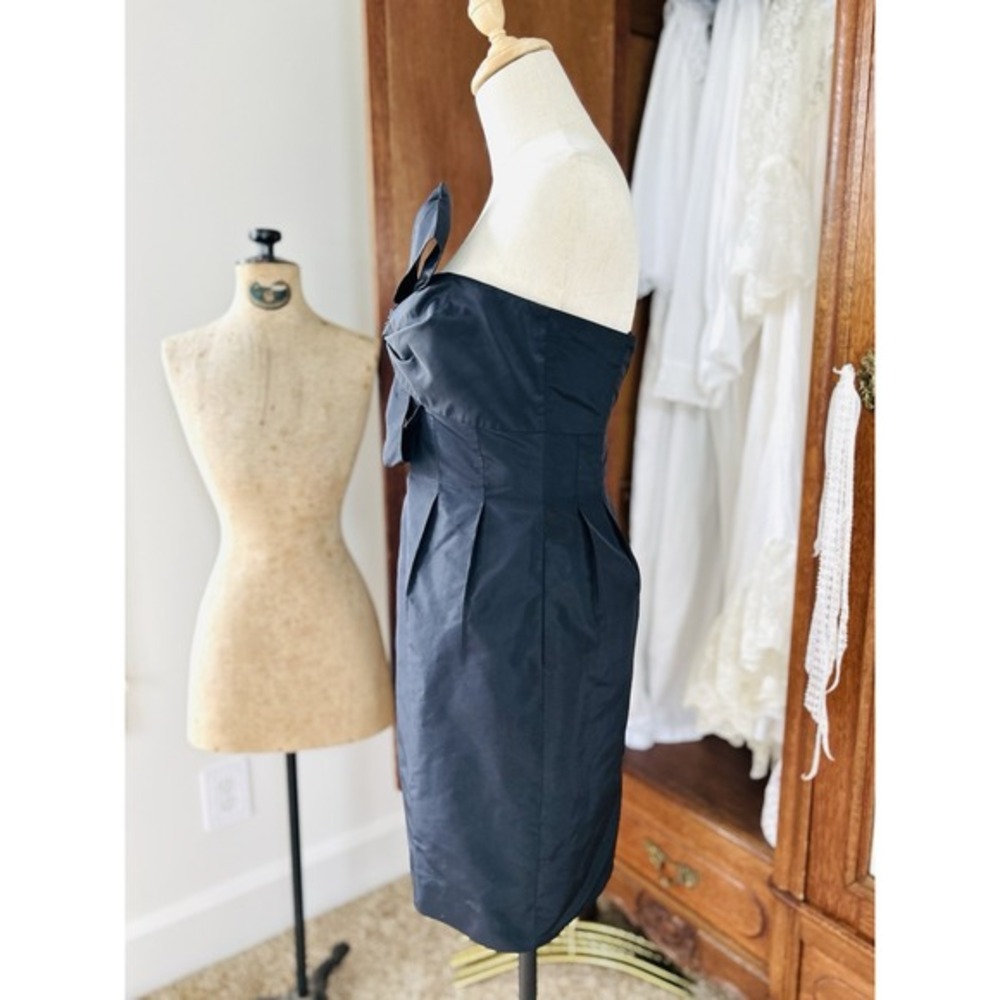 J.CREW Black Bow Monde Silk STRAPLESS DRESS Twist Knot Accent Fitted‎ NWT sz 2p - Picture 4 of 9